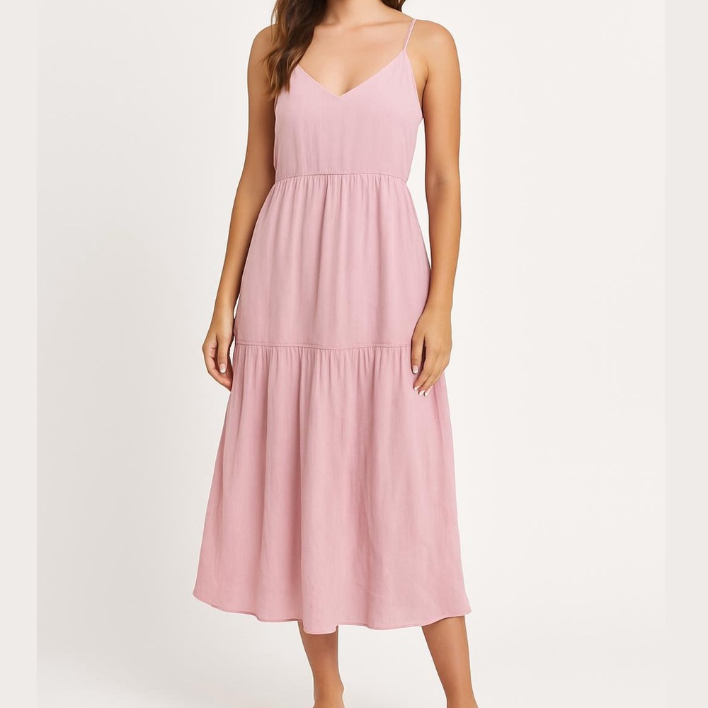 HYFVE Light Pink Midi Tiered Dress